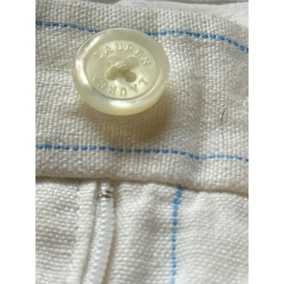 Lauren Ralph Lauren Womens White & Blue Striped Linen  Wide-Leg Pants - Picture 16 of 16